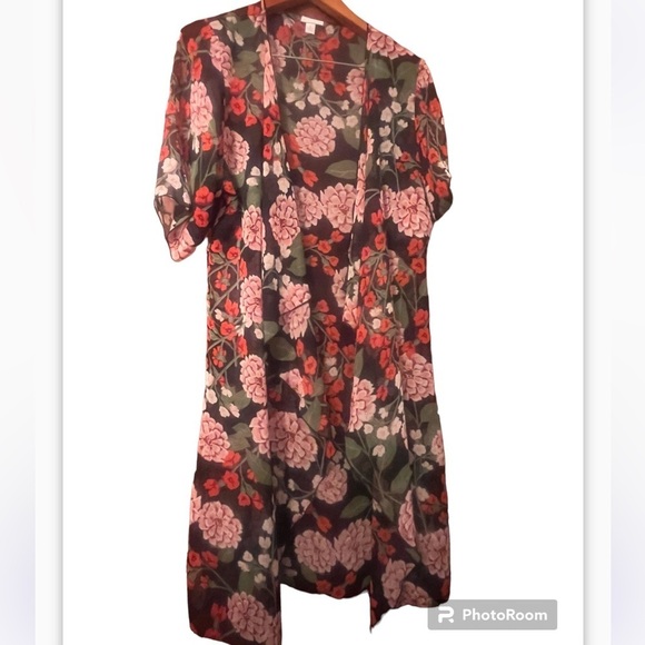 LULAROE Joy Open Front Sleeveless Duster Sz Small Cardigan Floral Print - Picture 2 of 6